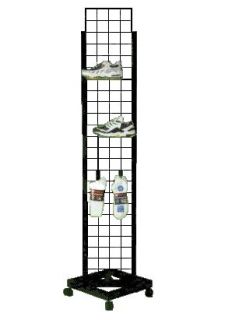 New Black 2 Way Grid Panel Mobile Display Tower 14" x 72" Fast Shipping