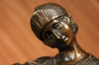 Art Deco Dancer Bronze Sculpture Signed D H Chiparus Marble Base Figurine Decor