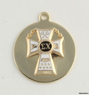 Sigma Chi Cross Badge Pendant Charm Fob 14k Solid Yellow Gold Enameled 5 1g A