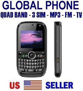 International Unlocked GSM Quad Band Cell Phones w  TV FM 3 Sim Slots