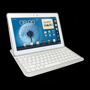 Aluminum Bluetooth Keyboard Case Stand for Samsung Galaxy Note 2 10 1 N8000 Wht