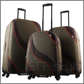 3 Piece Expandable Brown Spinner Rolling Suitcase Luggage Set Carry On