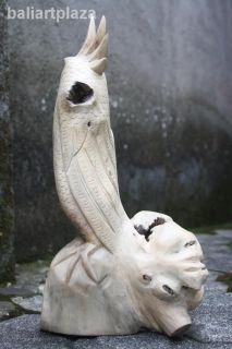 Bird Antique Wooden Sculpture Hand Wood Carved Statue Bali Art Wood Carving