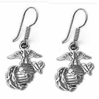USMC Marine Corps Logo Earrings 925 Sterling Silver