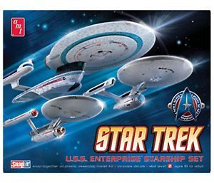 Star Trek USS Enterprise Starship Set AMT Snap Model Kit 3 Models 660