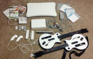 Nintendo Wii Bundle White Console Wii Fit Guitar Hero 3 Great Bundle 045496880088