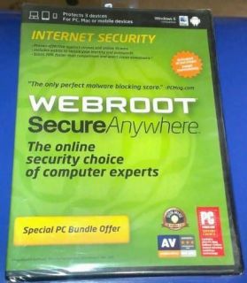 Webroot Secure Anywhere CD Antivirus 3 Devices PC Mac Mobile Phones