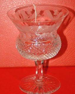 1 Stunning Edinburgh Crystal Thistle Shaped Etched Wine Glass 5" Tall