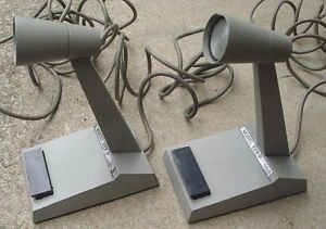 2 Old Model EXK P Executone Metal Table Top Microphones CB Ham Radio Untested