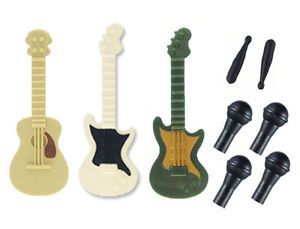 Lego Minifigure Music Accessories 3 Guitars Drumsticks 4 Microphone New