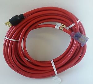 50' 12 Gauge Red Extension Cord w Lighted End