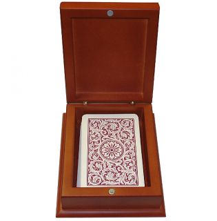 Dark Pine Wooden Single Deck Card Case Box Holds 1 Deck of Cards Great Gift
