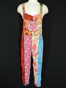 Boston Proper Jumpsuit Overalls Pants Sz s Multicolored Print Patchwork Floral