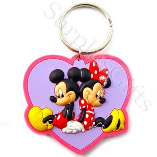 Disney Mickey Mouse Minnie Mouse Inside Heart Laser Cut PVC Keyring Keychain