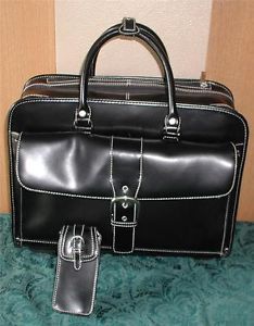 Franklin Covey Black Rolling Laptop Computer Bag Travel Briefcase Luggage