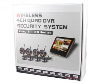 4CH Quad DVR 4 Cameras with 7 TFT LCD Monitor Home security system OK