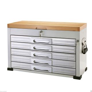 DRAWER CHEST GARAGE PORTABLE TOOL BOX WOOD TOP STORAGE CABINET