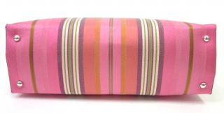 New Kate Spade Pink Multicolored Striped Silk Handbag