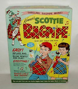 Vintage American Kenner Scottie Boxed Bagpipe Musical Instrument Toy 1960s