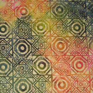 Multicolored Geometric Style Batik Cotton Quilt Fabric