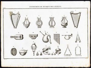 Antique Print Engraving Musical Instruments Music Blanchard Bovinet 1844