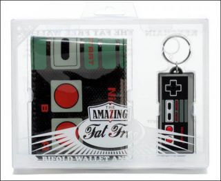 Nintendo Super Mario Bros NES Controller Fat Free Bi Fold Wallet Keychain New