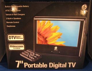 New Digital Labs 7" Portable Digital LCD TV w Car Charger Remote Control