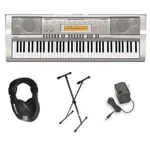 Casio WK 200 76 Key Personal Keyboard with Stand Stool Power Adapter Headphone