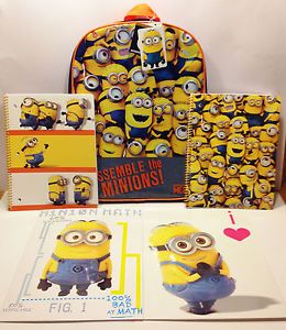 Despicable Me 2 Minion Backpack Notebooks Folders Back 2 School Supplies Set