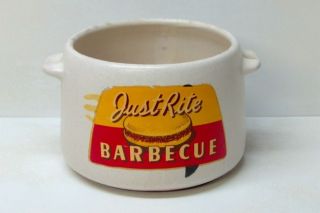 Vtg West Bend Stoneware Just Rite Barbecue BBQ Barbeque Advertising Pot Crock
