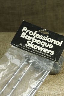 Alfred E Knobler Professional Barbeque 16" Skewers BBQ Grill Set 4 w Grips NIP