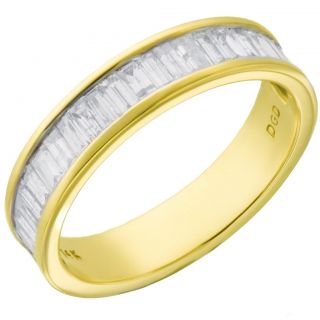 Men's Women's Solid 14k Yellow Gold 1 25ct Baguette Diamond Channel Wedding Band