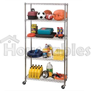 5 Tiers Metal Wire Stand Rolling Shelf Shelving Organizer Storage Rack Holder