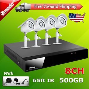 ZMODO 8 CH Channel DVR 4 Outdoor Home Surveillance Security Camera System 500GB