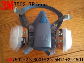 3M 7502 7piece Suit Respirator Painting Spraying Face Gas Mask 