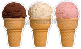 Three Ice Cream Cones Concession Decal Cart Stand Sign