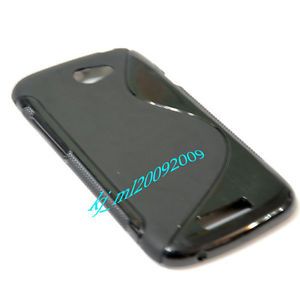 For HTC One s TPU Gel Black Phone Case Clean Screen Protector