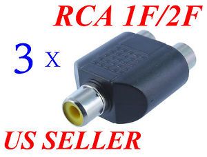 3 Pack 2 RCA Female 1 RCA Female AV Audio Video Splitter Adapter AR2 2R2 3pk