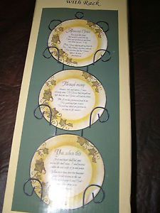 Set of 3 Decorative Wall Plates with Hanging Metal Plate Holder Amazing Grace