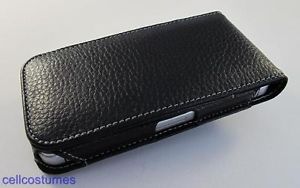 Black Vertical Genuine Leather Flip Case Cover Rotating Belt Clip Apple iPhone 5