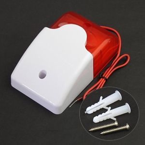 110dB 12V Mini Wired Red Strobe Light Siren Flash Sound Security System Alarm