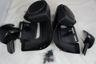 Harley HD Davidson Black Speaker Pod Vented Lower Fairing Set w Mounting Kit