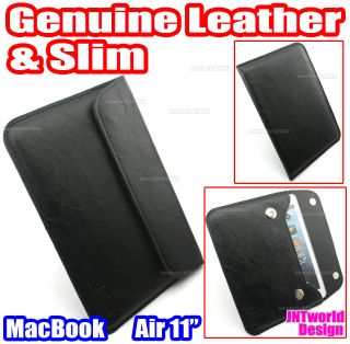 For Apple MacBook Air 11 6" 11 inch Genuine Leather Case Cover Slim Sleeve Black