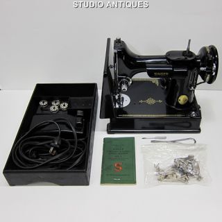 Singer 221 1 Featherweight Vintage Sewing Machine Case Accessories Foot Switch