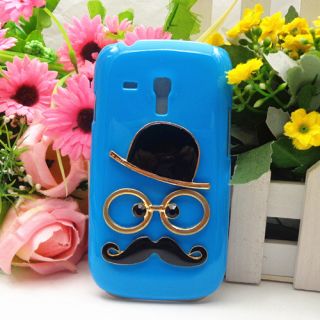 Cute Chaplin Dumb Show 3D Mustache Case Cover for Samsung Galaxy Mini S3 I8190