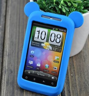 Blue Tiny Cute Animal Silicone Back Case Cover Skin for HTC Wildfire s G13 A510e