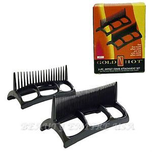 Belson Gold 'N Hot 2 Piece Offset Comb Attachment Set for Hair Styler Dryers New