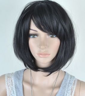 Women Girl Short Straight Bobo Cosplay Full Party Wigs Hair with Wig Cap PD88