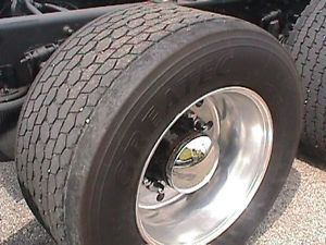 4 Used Super Single Virgin Truck Tires Rims Bridgestone Michelin 445 50R22 5