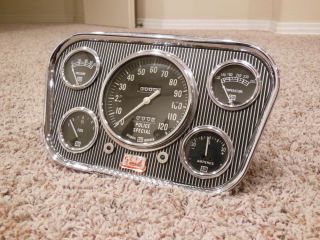 Vintage Navigator Dash w Stewart Warner Gauges Panel Cluster Hot Rod Rat Scta